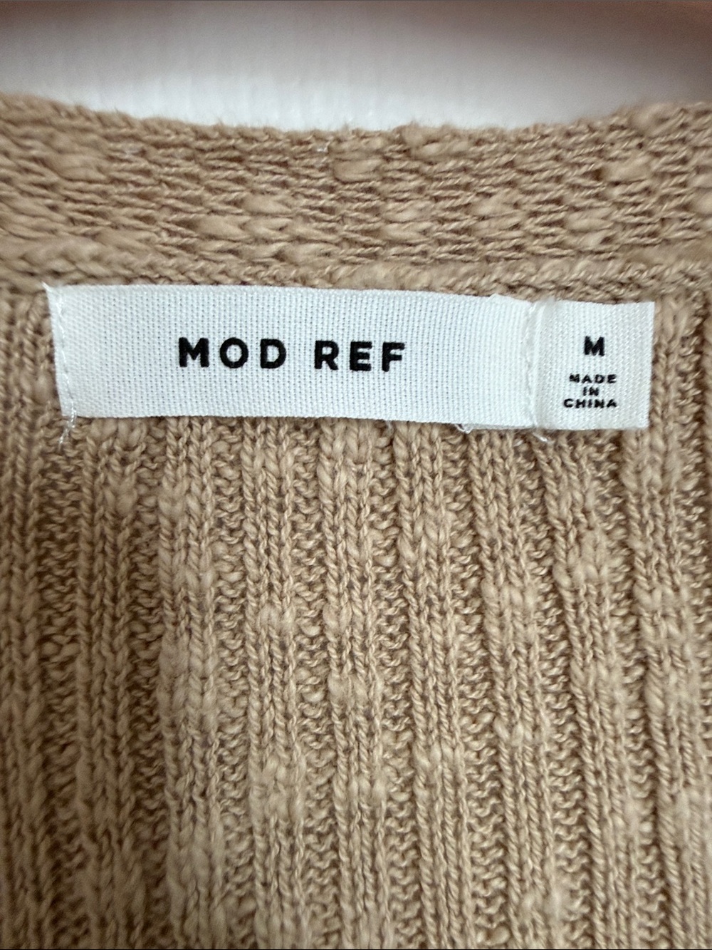 Mod Ref Long Open-Front Ribbed Cardigan in Camel - Picture 2 of 9